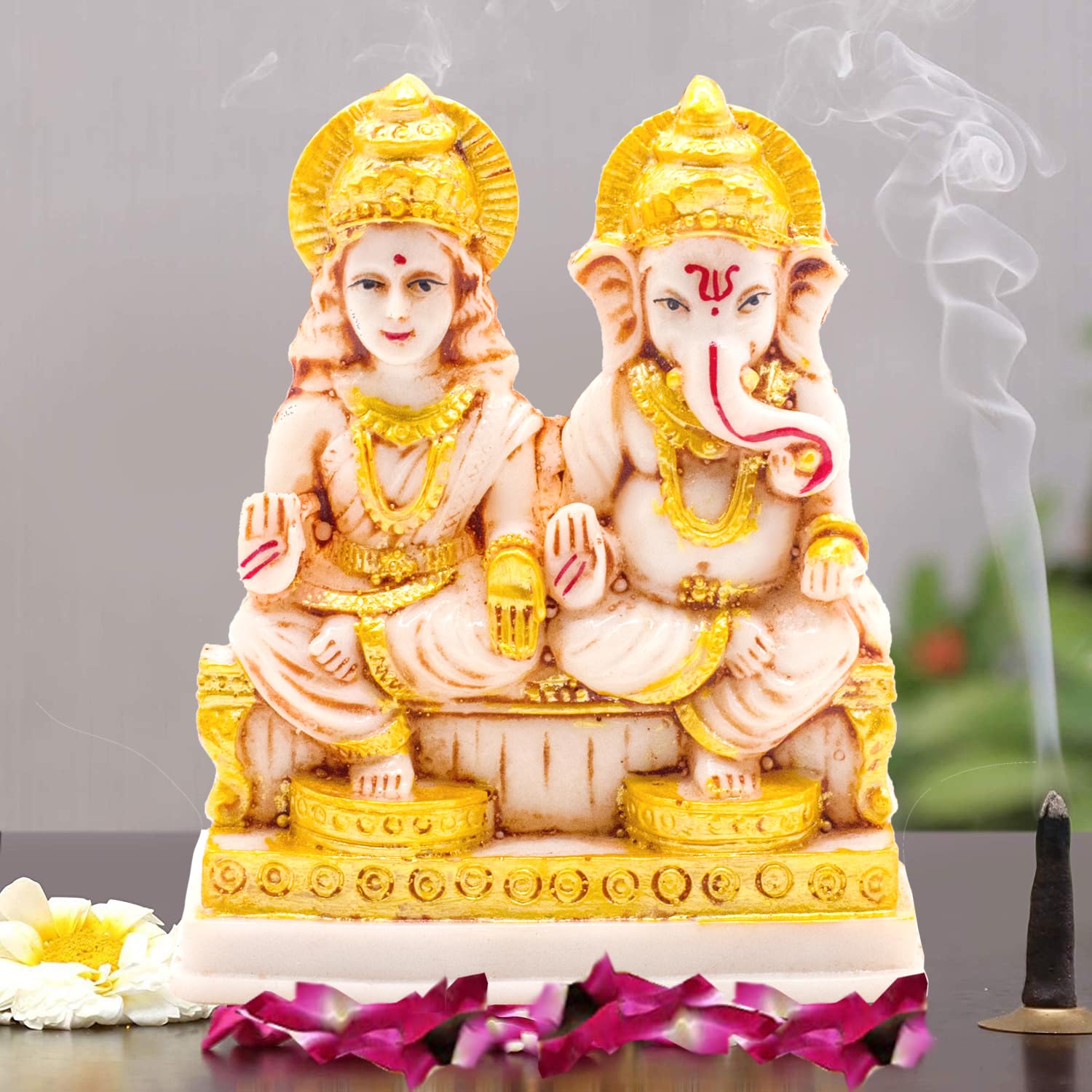Kitlyn Laxmi Ganesh Statue/Idol Of Wealth For Success, Maha Dosh Nivaran, Good Luck | Laxmi Ganesh Coin | Pooja Ghar/Diwali Gift
